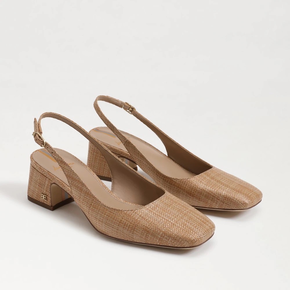 Sam Edelman Terra Slingback Pump Tan Raffia 6.5